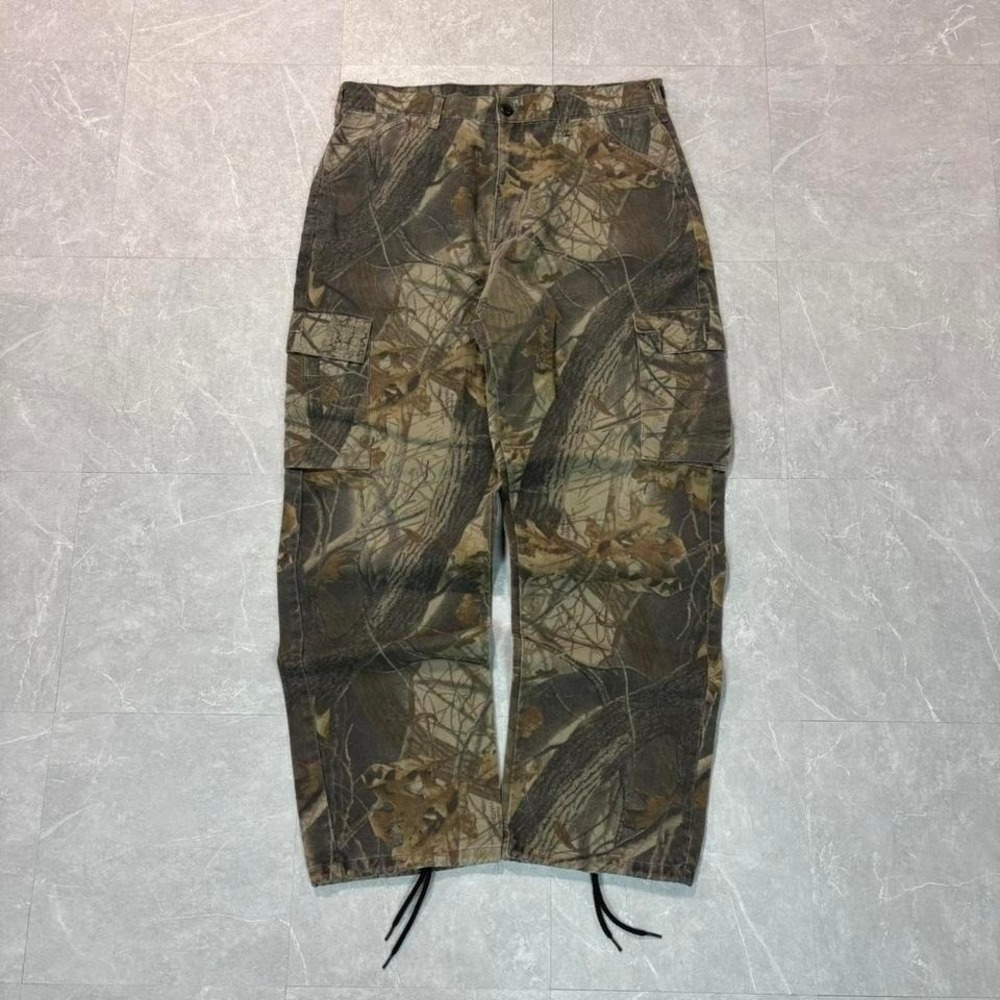 1990's Brown and green camo cargo pants with adjustable waist #techwear